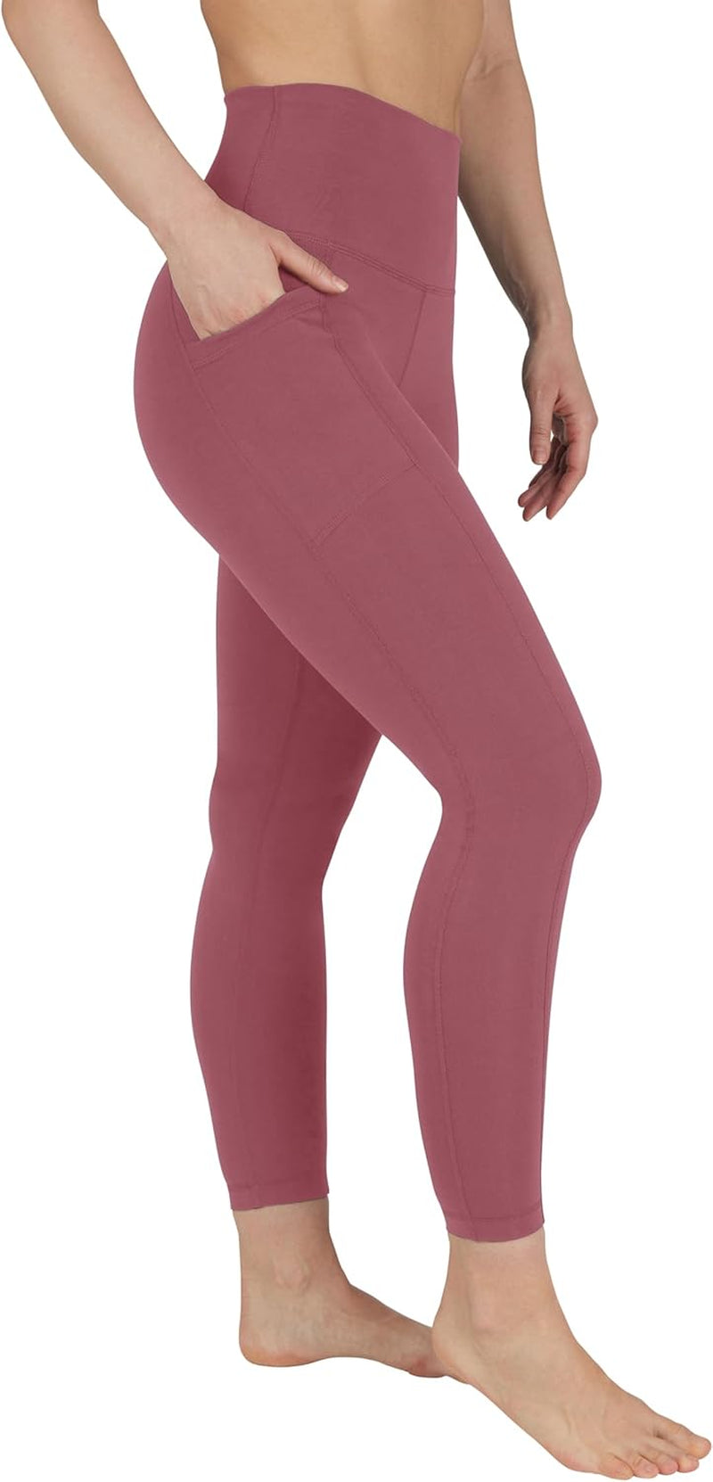 Cotton High Waist Ankle Length Compression Leggings with Elastic Free Waistband