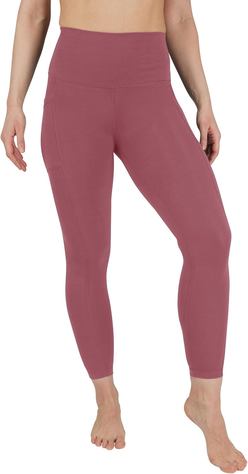 Cotton High Waist Ankle Length Compression Leggings with Elastic Free Waistband